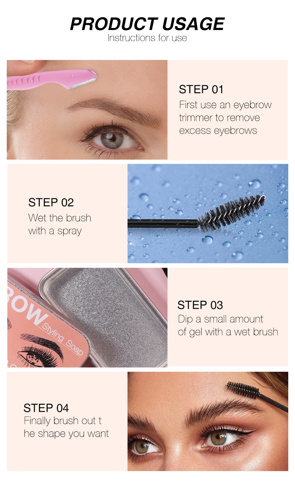 4Pcs Eyebrow Gel Wax